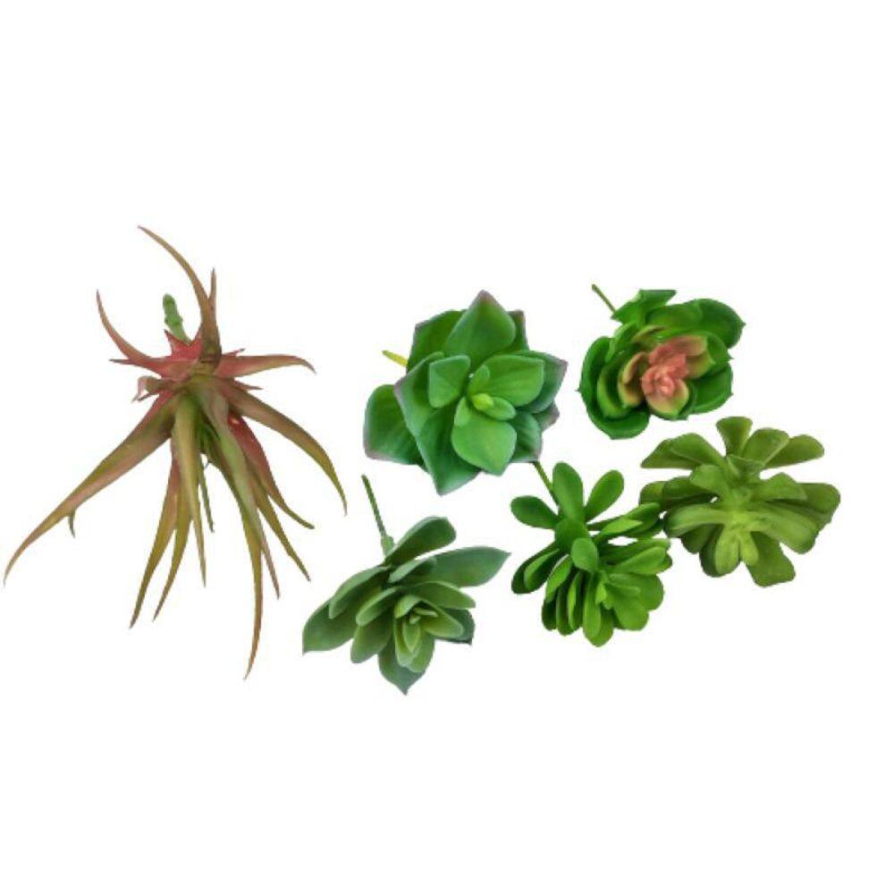 Kit Suculenta 6 Peças Planta Artificial Permanente Flor P