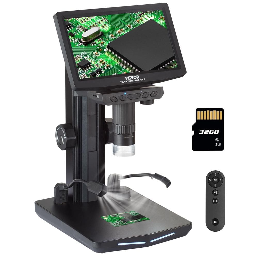 Microscópio digital VEVOR 1200X HDMI LCD de 7 polegadas para adultos