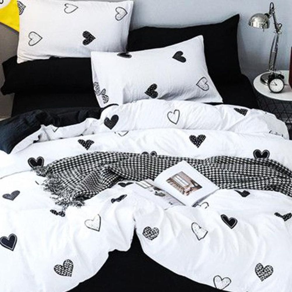 Jogo De Cama Love Black Love Solteiro 6 Peças Com Edredom