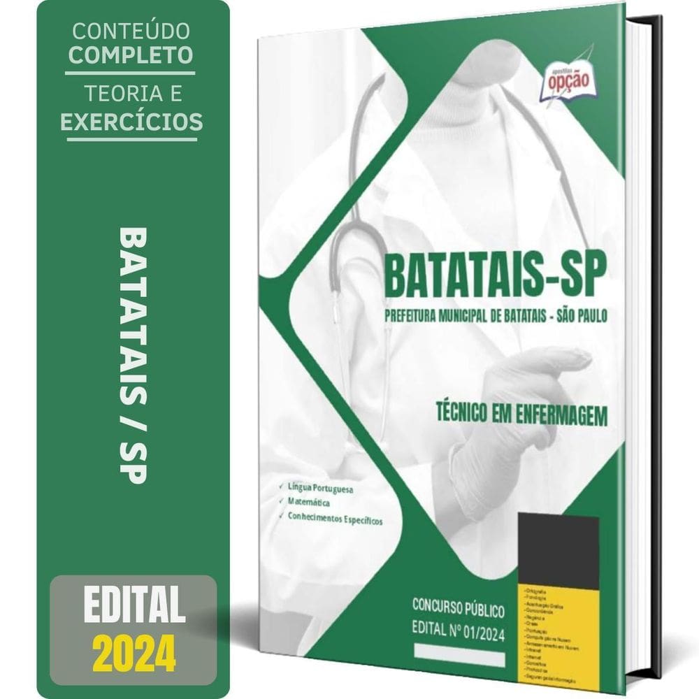 Apostila Prefeitura Batatais Sp 2024 - Técnico Em Enfermagem