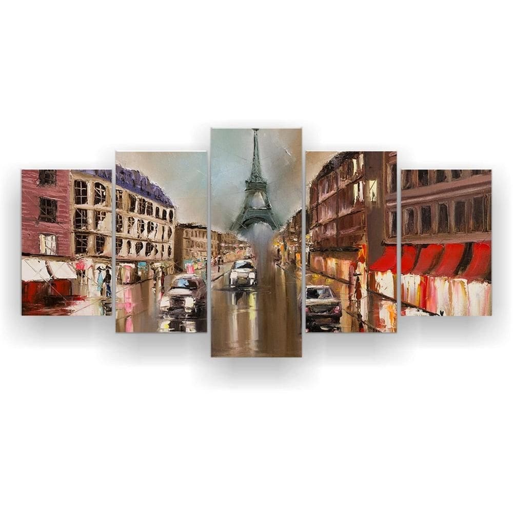 Quadro Decorativo Mosaico 5 Un Pintura Rua Tranquila Chuvas