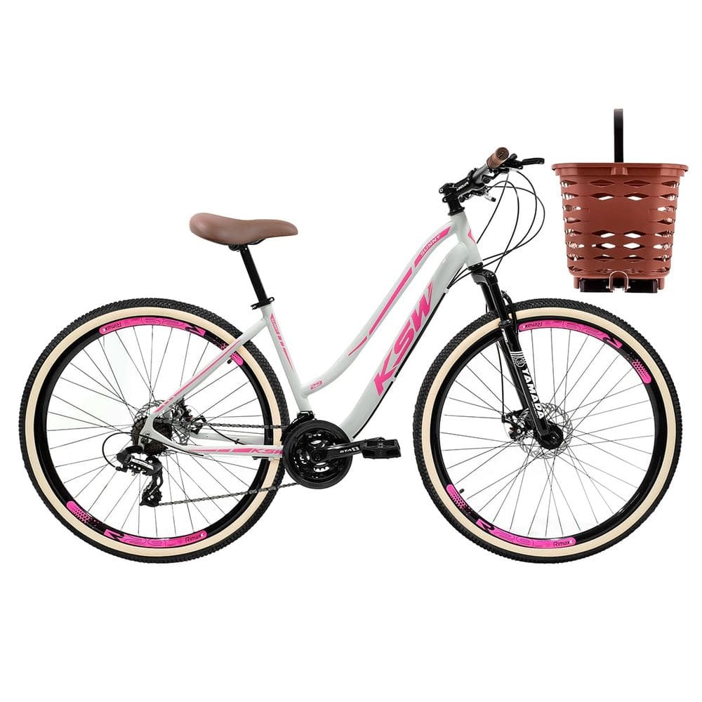 Bicicleta aro 29 KSW Sunny Retro 21V Freio a Disco Cesta