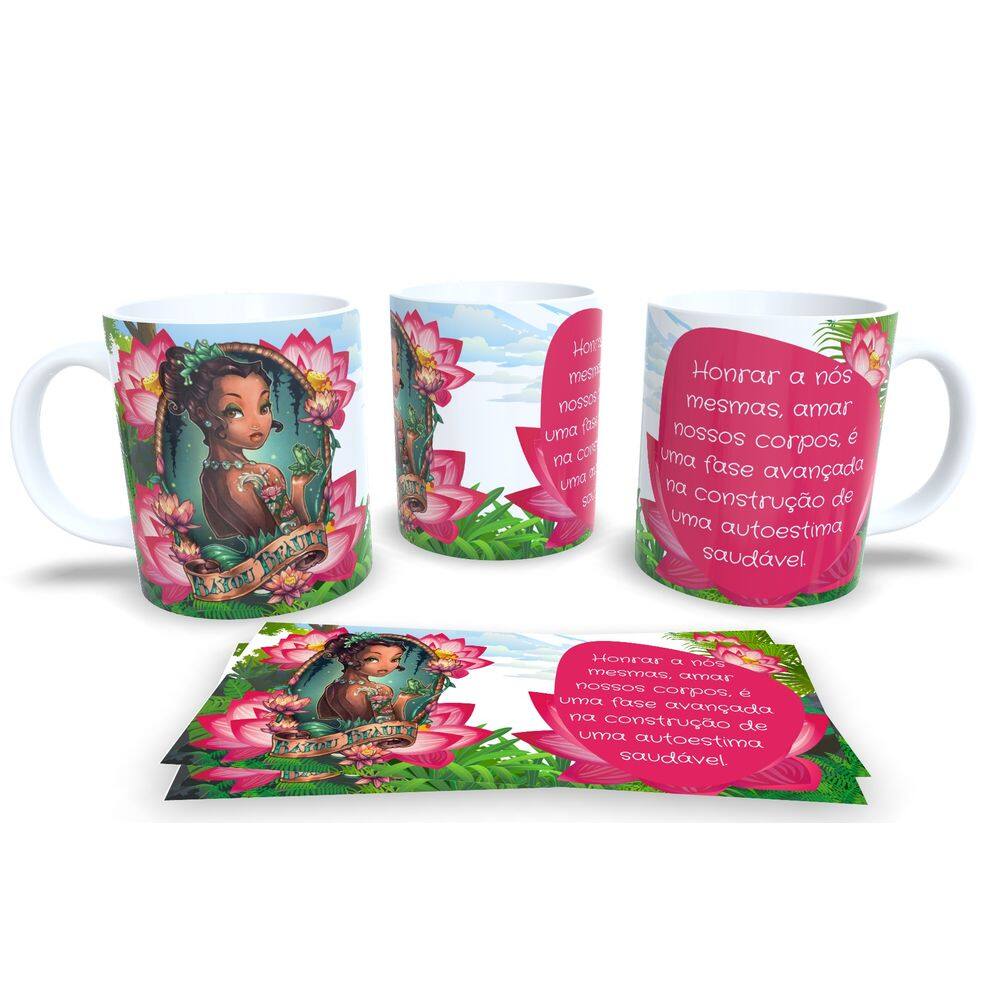 Caneca de Porcelana Branca Personalizada Princesas Empoderadas