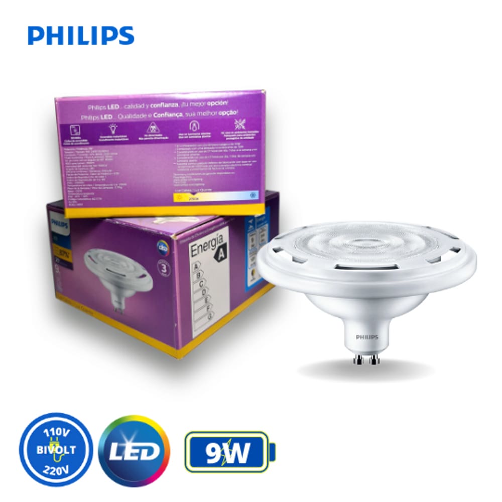 Lâmpada LedSpot Ar111 9w 24° Gu10 Branco Quente Philips