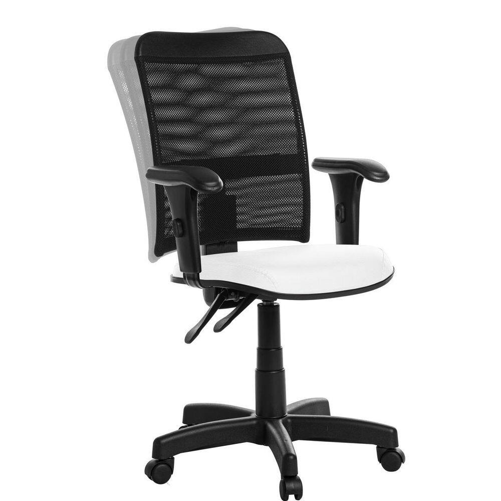 Cadeira Escritório Ergonômica Tela Com Braço Rv Cor:Branco
