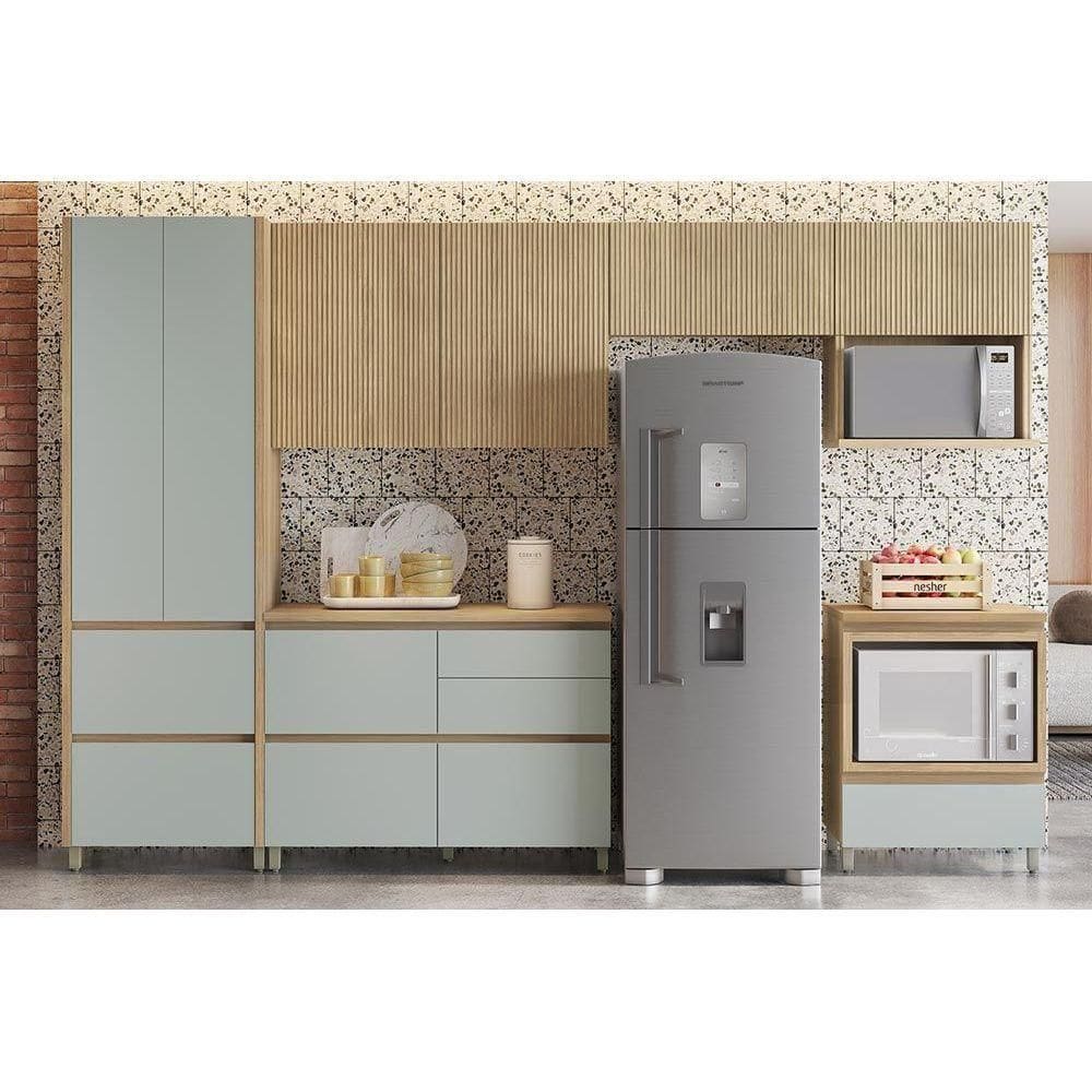 Cozinha Modulada Completa Rainha Gourmet 6 Peças 3aéreos+ 1 Paneleiro +2balcões C6p39 Nature Verde