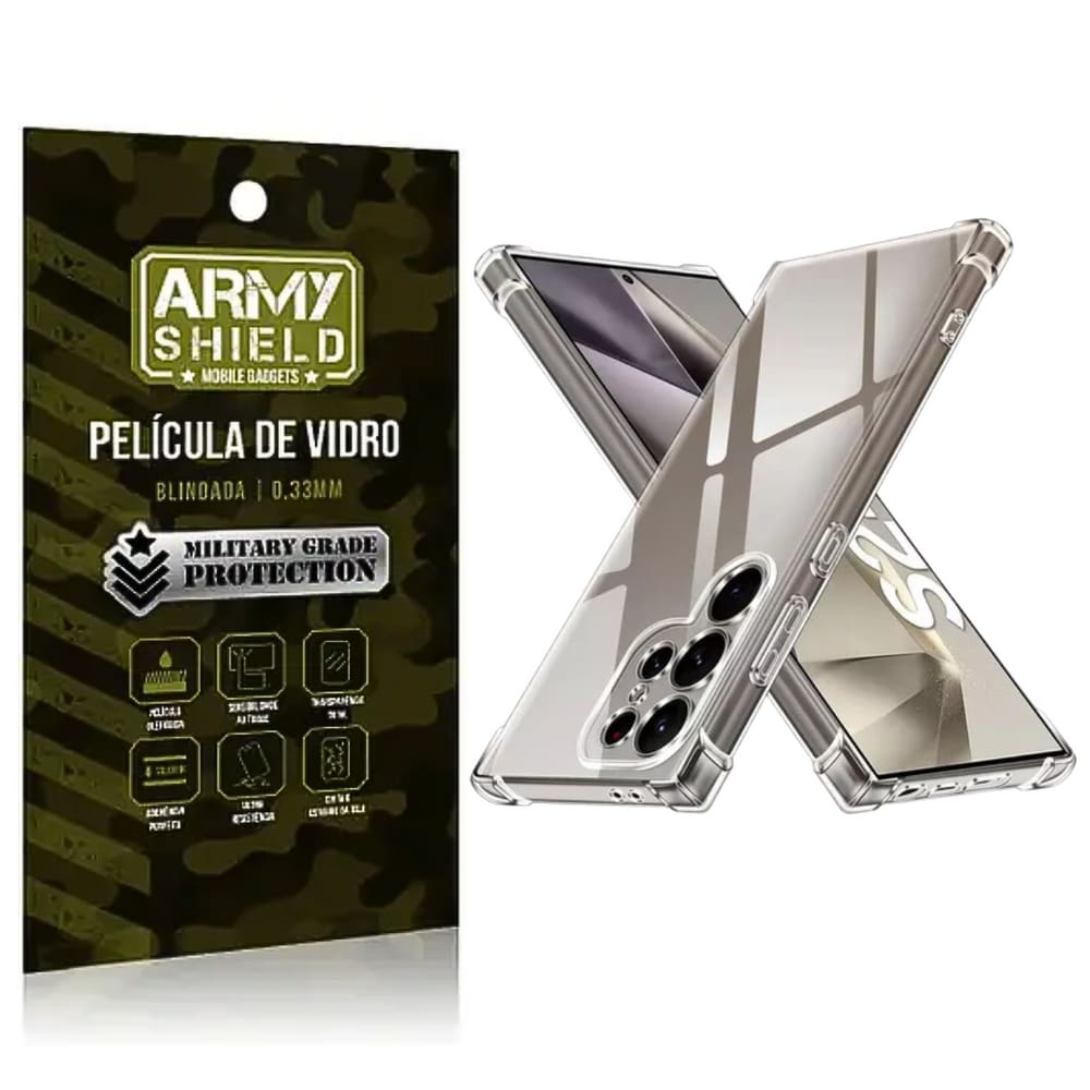 Capinha Transparente + Pelicula de Vidro 3D Galaxy S25 Ultra - Armyshield