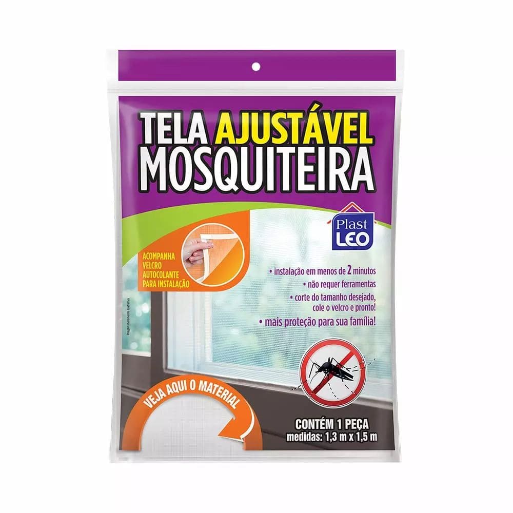 Tela Mosquiteira Plast Leo Ajustável com Fixação.