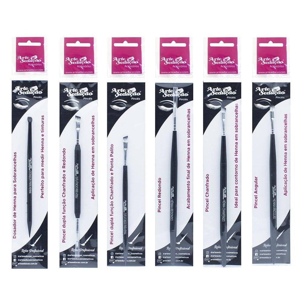 Kit 6 Pincéis Profissionais Henna Sobrancelha Arte Sedução