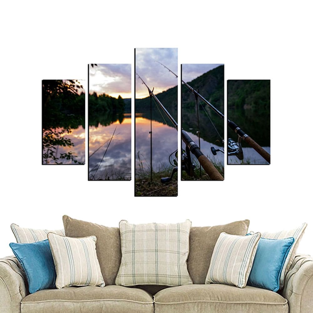 Quadro decorativo pescaria pesca 108x65cm em mdf