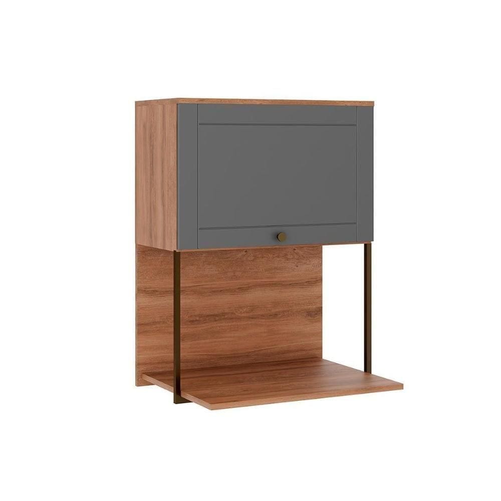 Armário De Cozinha Modulado Bella 2605 Com 1 Porta 60cm Nogal Cinza