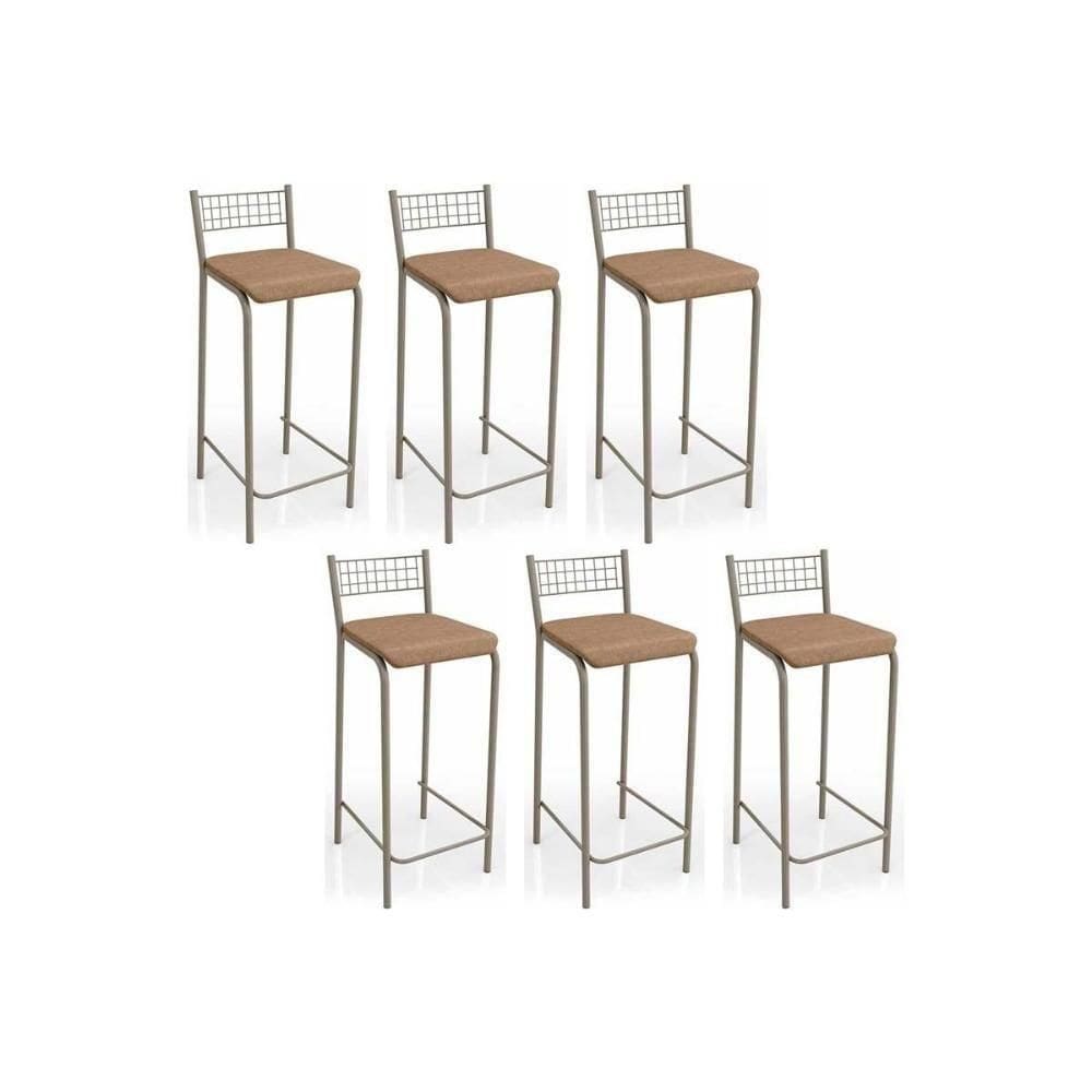 Banqueta De Cozinha Gênova B705 Kit 6 Un Niquel Capuccino