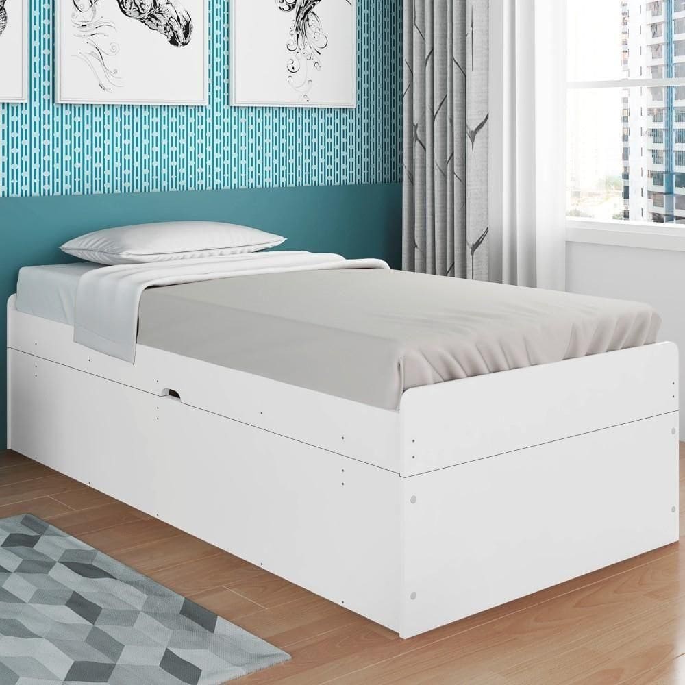 Cama Compartimento Solteiro Hanna Branco Com Colchão
