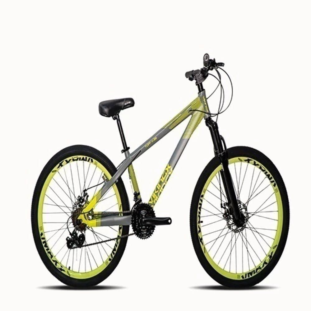 Viking Cinza Amarelo Neon Tuff25/30 Do Grau Cambio Shimano Rodas Vmaxx Amarelo Neon PneuLiso