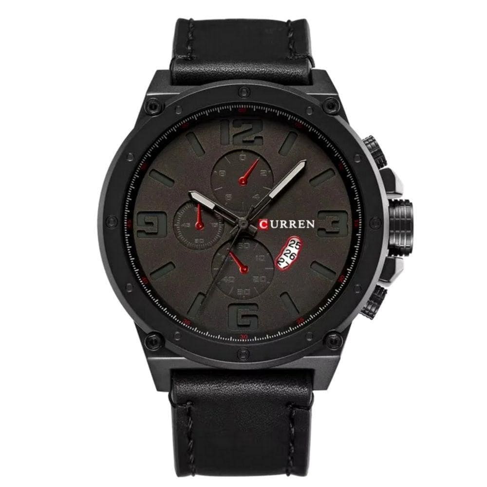 Relógio Masculino De Quartzo Mostrador Militar à Prova D´água Design Esportivo Preto