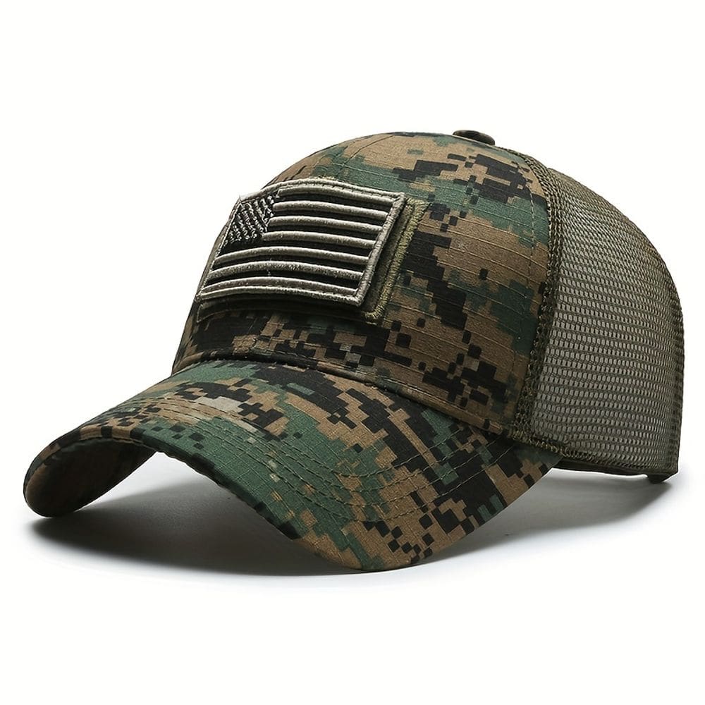 Boné com Padrão de Bandeira Americana - Verde - Único