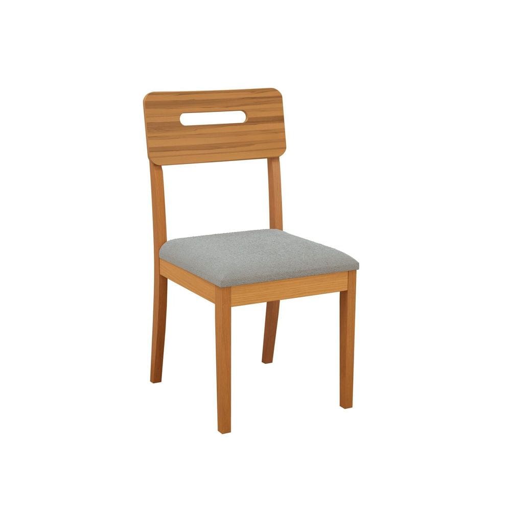 Kit 2 Cadeiras Lila Madeira Maciça 91cm Cinza
