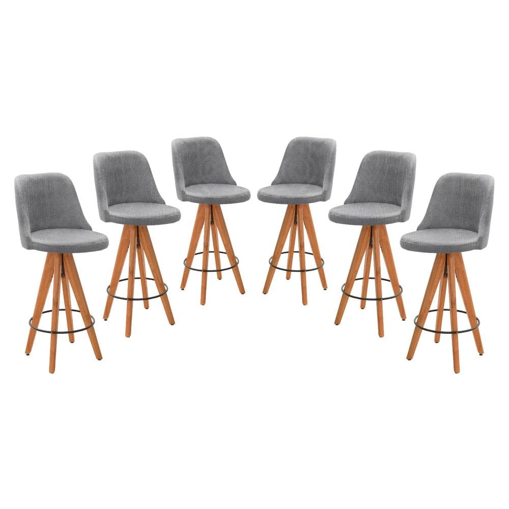 Kit 6 Banquetas Altas Giratórias Júlia Cinza