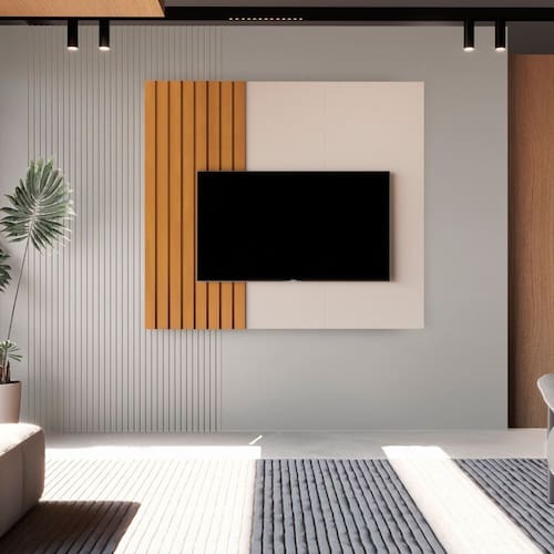 imagem-Painel para Tv Ripado Boto 1.4 136x140x4,5 Cm Off White/Marrom - Bege