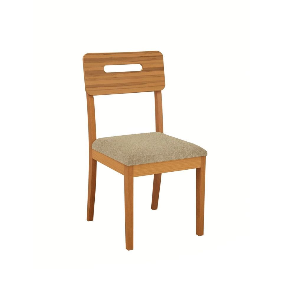 Kit 2 Cadeiras Lila Madeira Maciça 91cm Bege