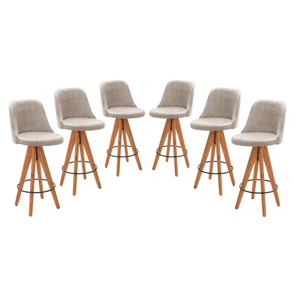Kit 6 Banquetas Altas Giratórias Júlia Bege