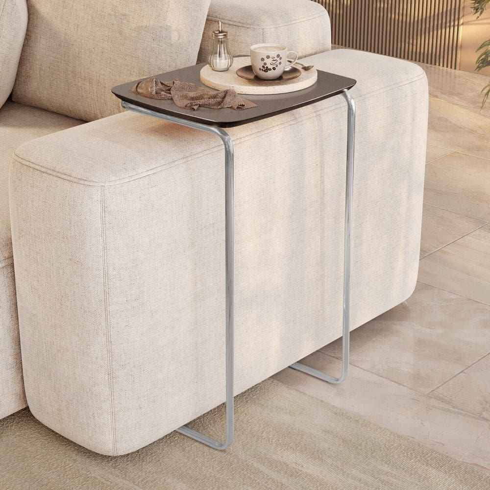 Mesa Lateral Ultraflex 40cm X 33cm X 68cm Concreto/Cromado