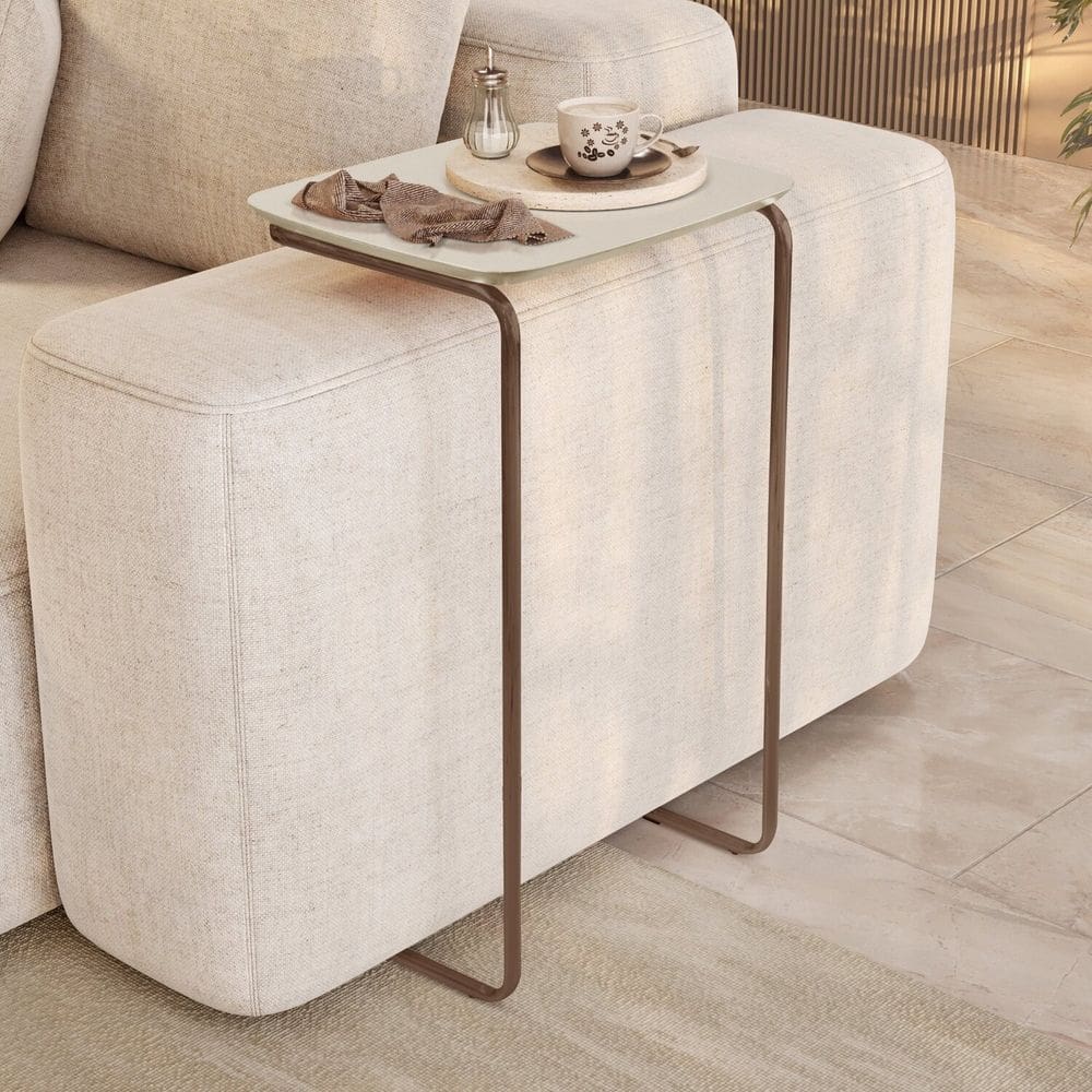 Mesa Lateral Ultraflex - Lf 5011 68x40x33 Cm Off White/Café