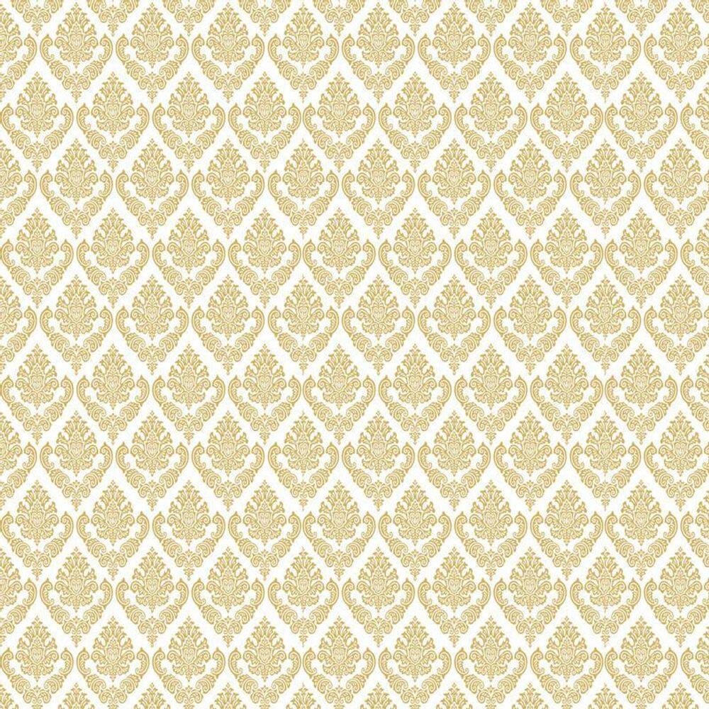 Papel De Parede Arabesco Ouro E Branco Adesivo Sala Quarto