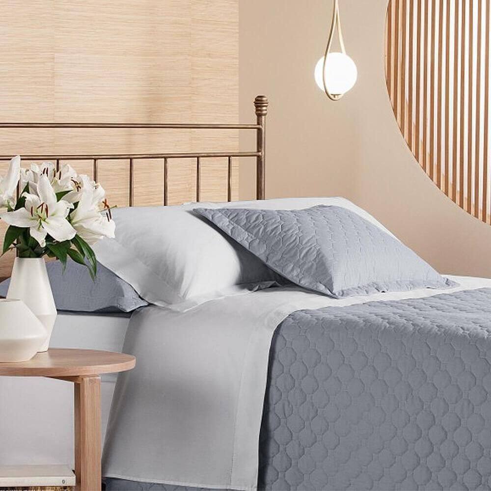 Lençol Elástico Queen 200 Fios Privilege Andreza Cinza