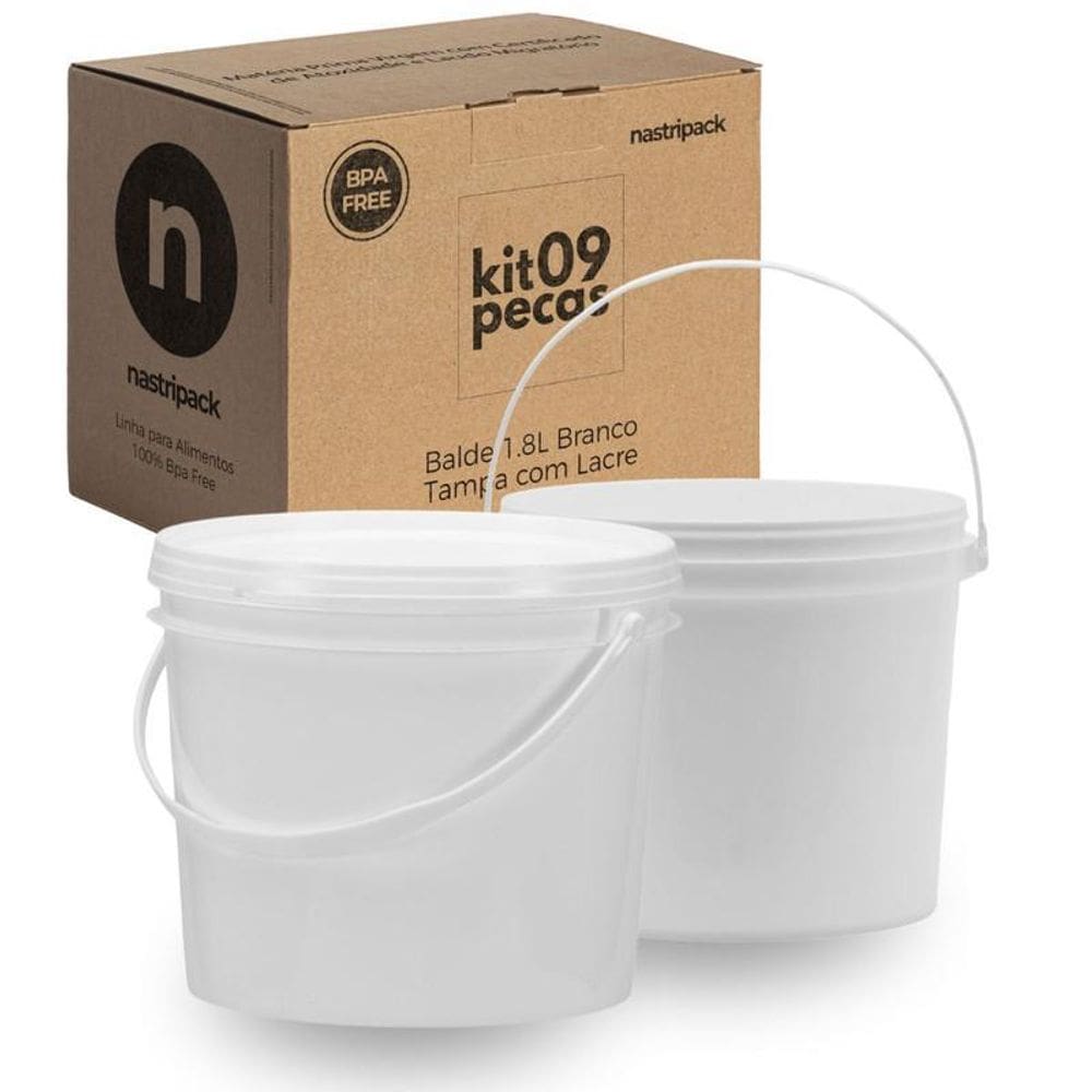 Balde 1.8 Litros Branco Para Brinquedos 9 Pçs