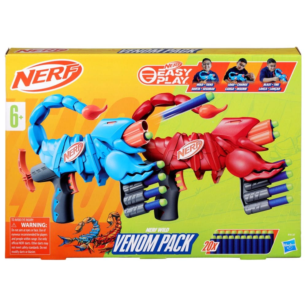 Nerf Wild Venompack, 2 Lançadores Easy Play com 20 dardos