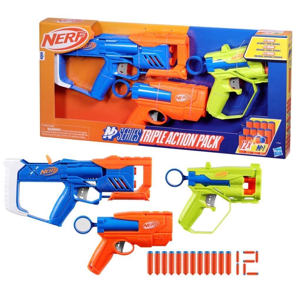 Lançador Nerf N Series Kit Triple Action com 12 dardos