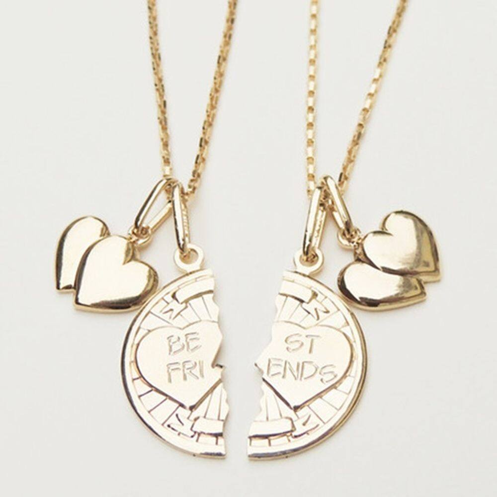 Colar Cordão Best Friends Amigas Forever Folheado Ouro 18k