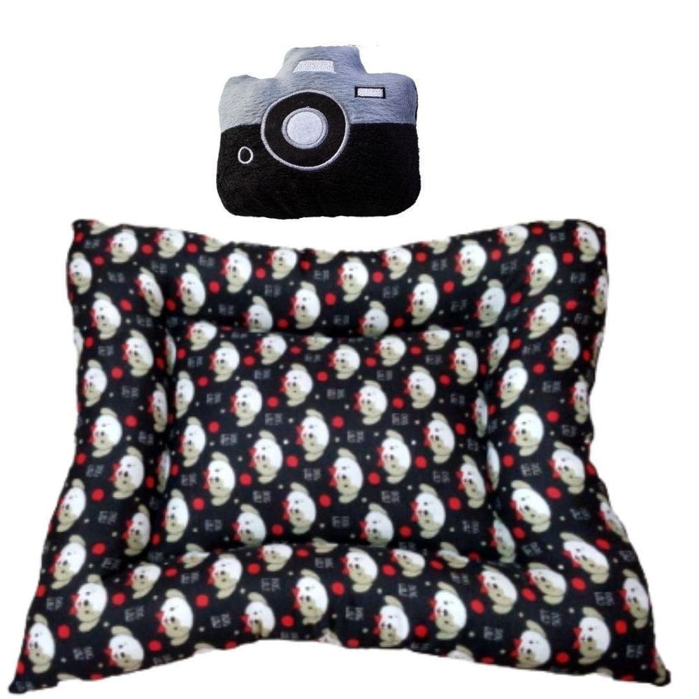 Kit Almofadão E Pelúcia Para Cães E Gatos - Preto