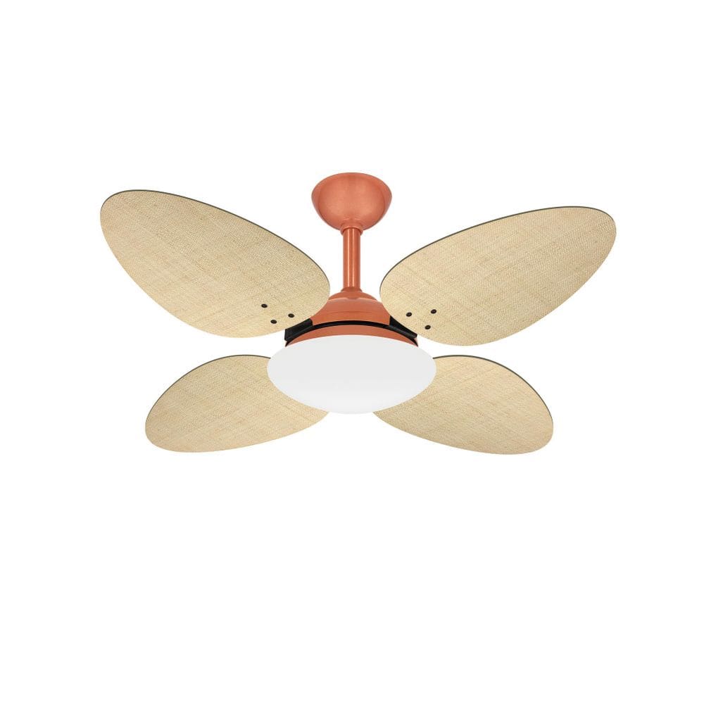 Ventilador Teto Cobre 4 Pás Palha Trevo Turbo Ventax 220V