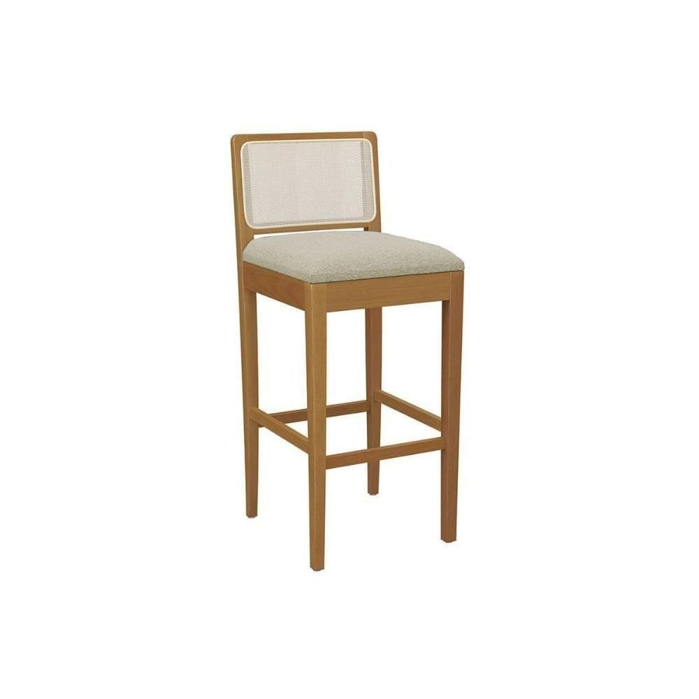Banqueta De Cozinha Sara Madeira Maciça 1bmm005ca 1 Un Carvalho Bouclê Bege Tela Bege