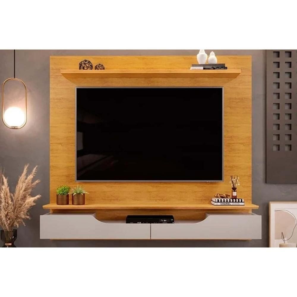 Painel Quarto P- Tv Até 60 Pol Levi C- Prateleiras 160x146cm Cedro-bali - Dj Móveis