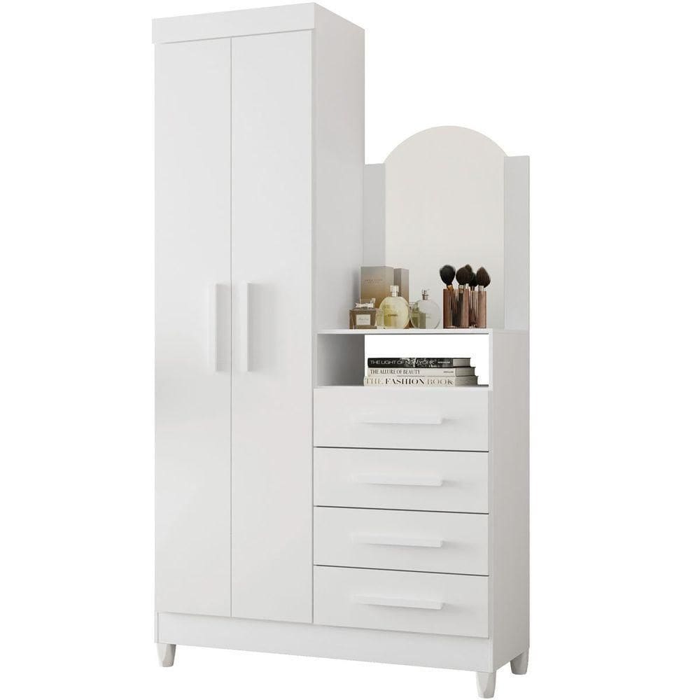 Guarda-roupa Solteiro Com Cômoda Capri 2 Portas Branco