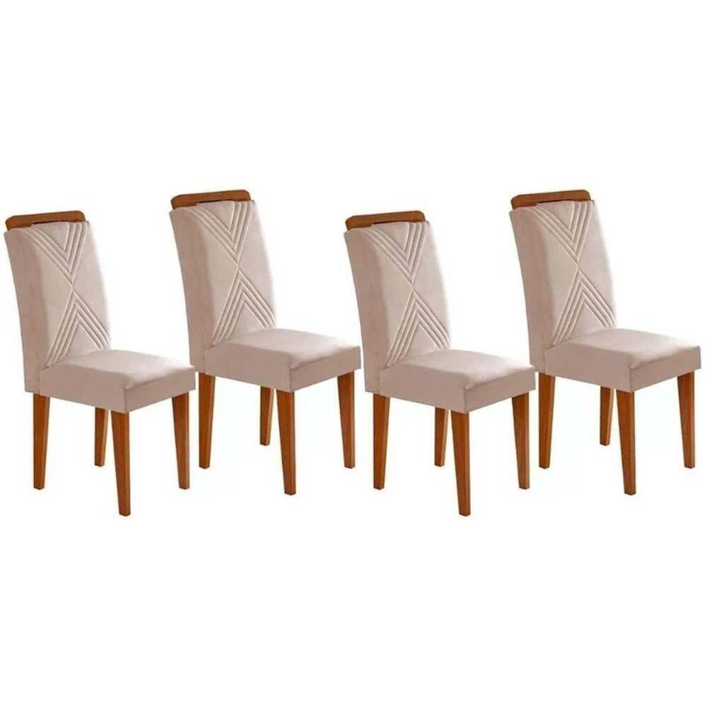 Cadeira De Cozinha Amsterdã Kit 4 Un Imbuia Suede Creme Rufato