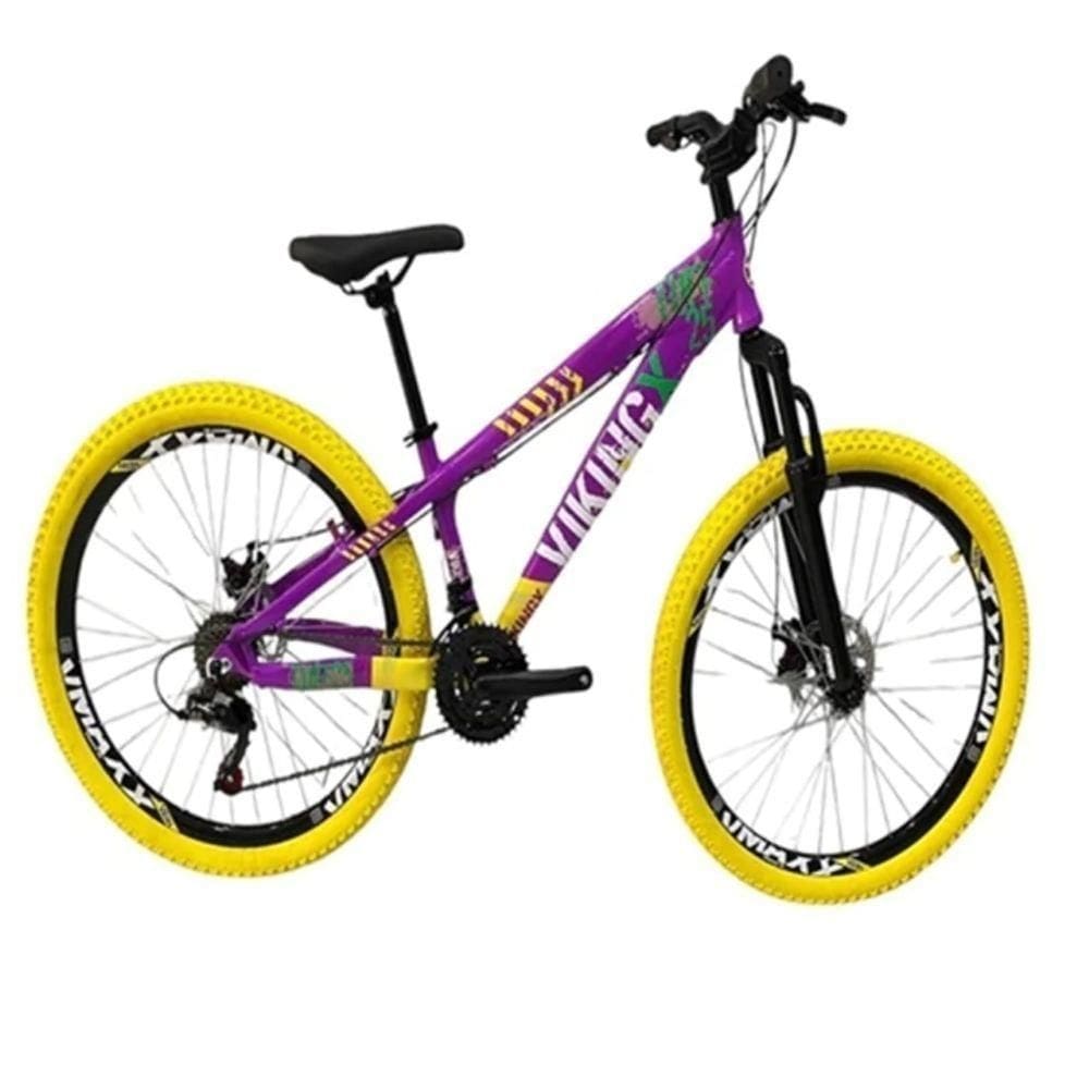 Viking Lilas Amarelo Tuff25/30 Do Grau Cambio Shimano Rodas Vmaxx PneuColoridoAmarelo