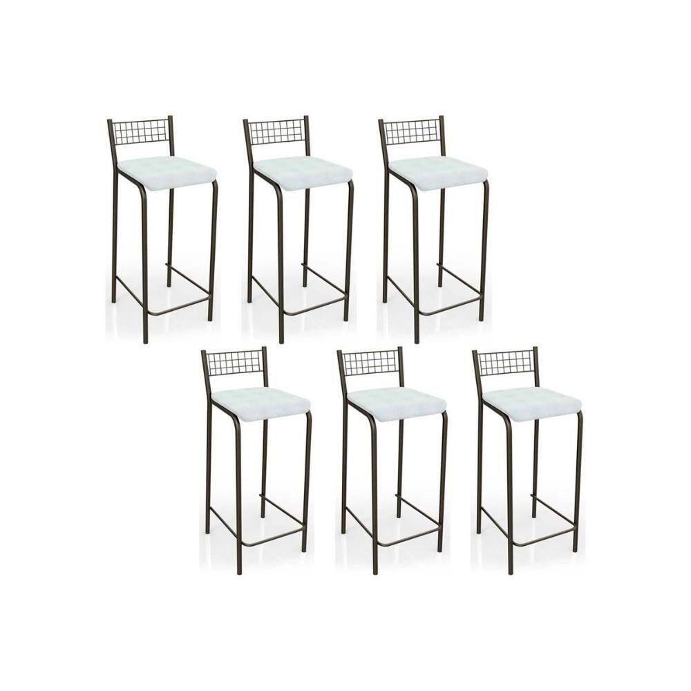 Banqueta De Cozinha Gênova B705 Kit 6 Un Bronze Branco 106