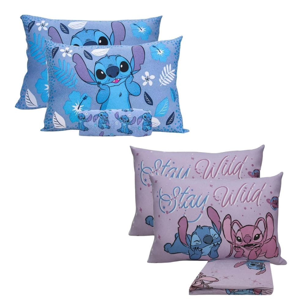 Kit 2 Jogos Cama Stitch Casal C/ Elástico Oficial Disney