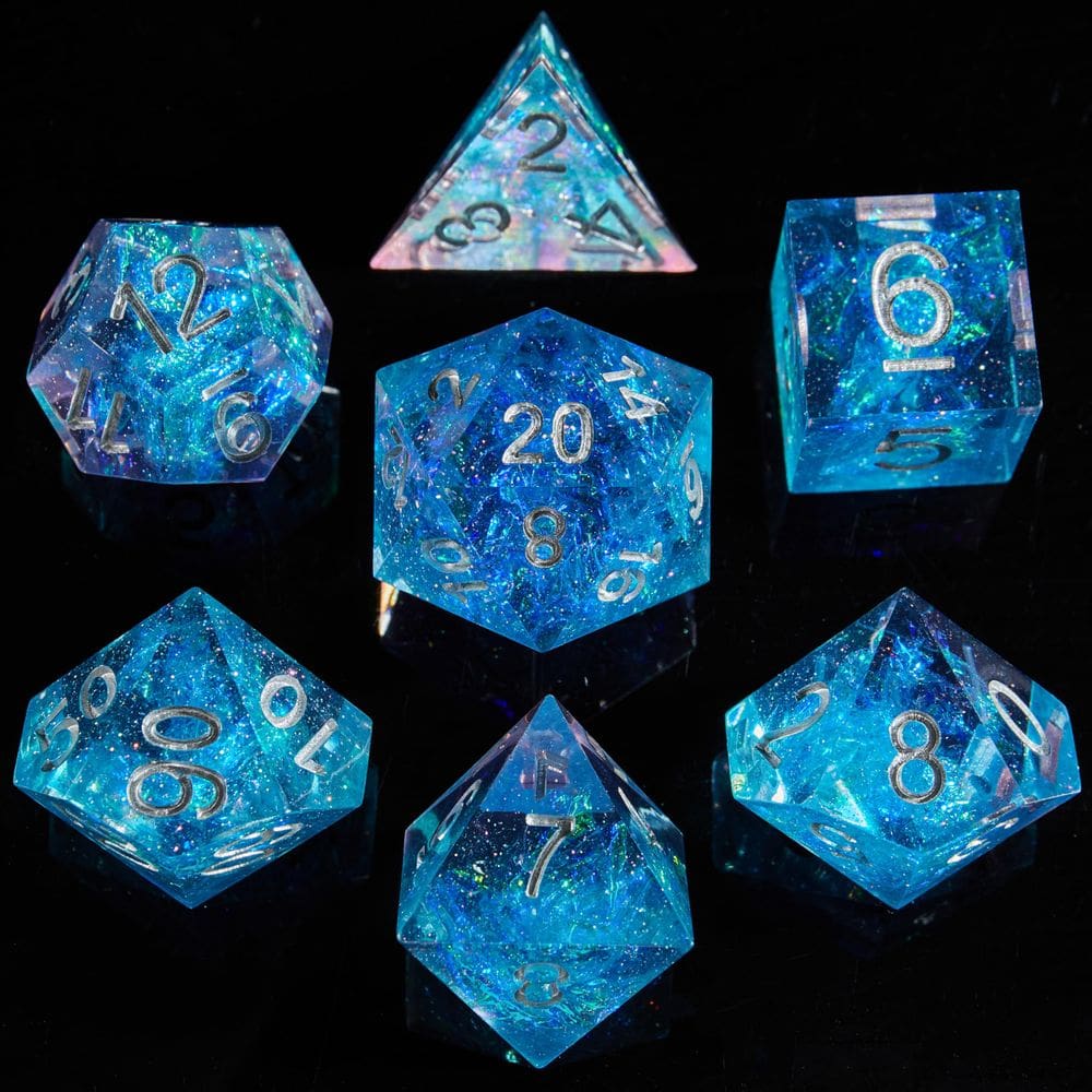 Conjunto de dados Fugacity DND Resin de 7 peças com estojo de presente para jogos de RPG