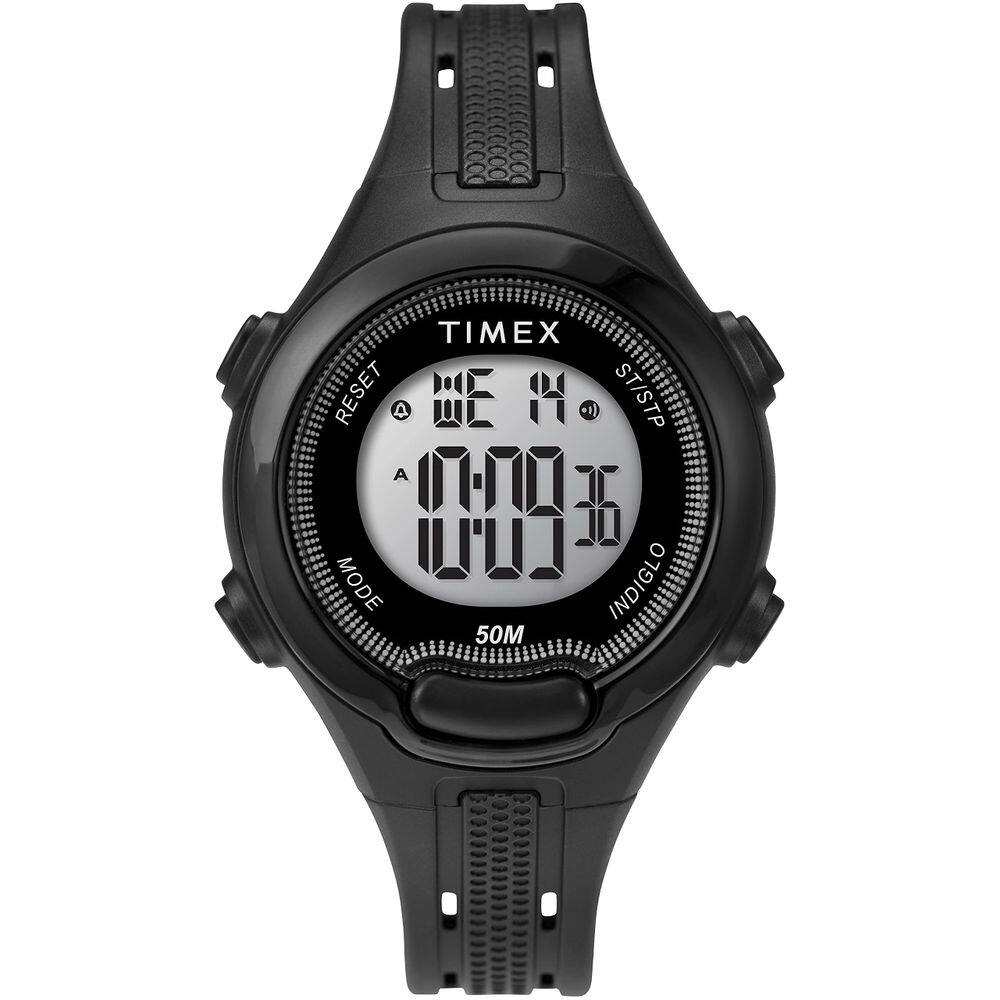 Relógio Timex DGTL, pulseira de resina preta unissex de tamanho médio de 38 mm