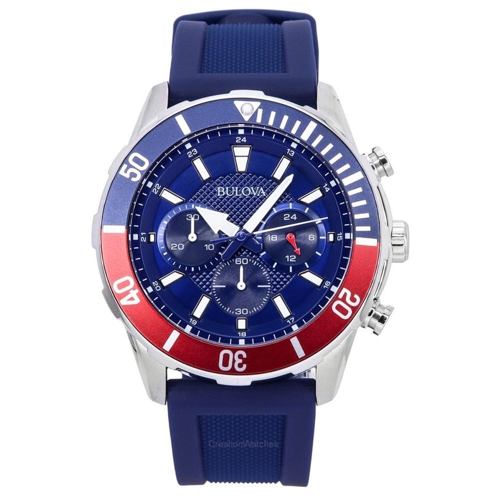 Relógio Bulova Sports Chronograph 98K111 com pulseira de silicone masculina