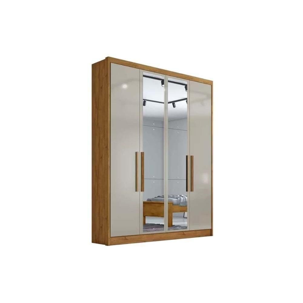 Guarda Roupa Casal 4 Portas (2 C- Espelho) E 3 Gavetas Moderni-sevilha Cumaru-fendi - Horizonte