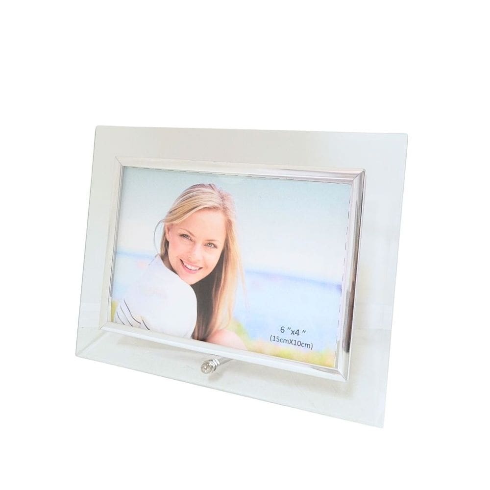 Porta Retrato Vidro Reto Prime Borda Prata 10x15 Horizontal - Tuut