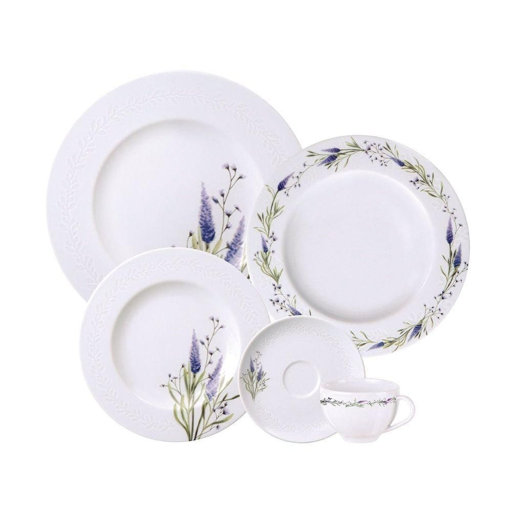 Aparelho De Jantar Tramontina Lilla Em Porcelana Decorada 30 Peças Tramontina