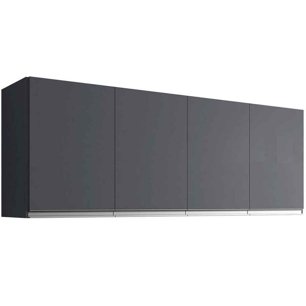 Armário Aéreo Cozinha Adriana 4 Portas 150 Cm Cinza