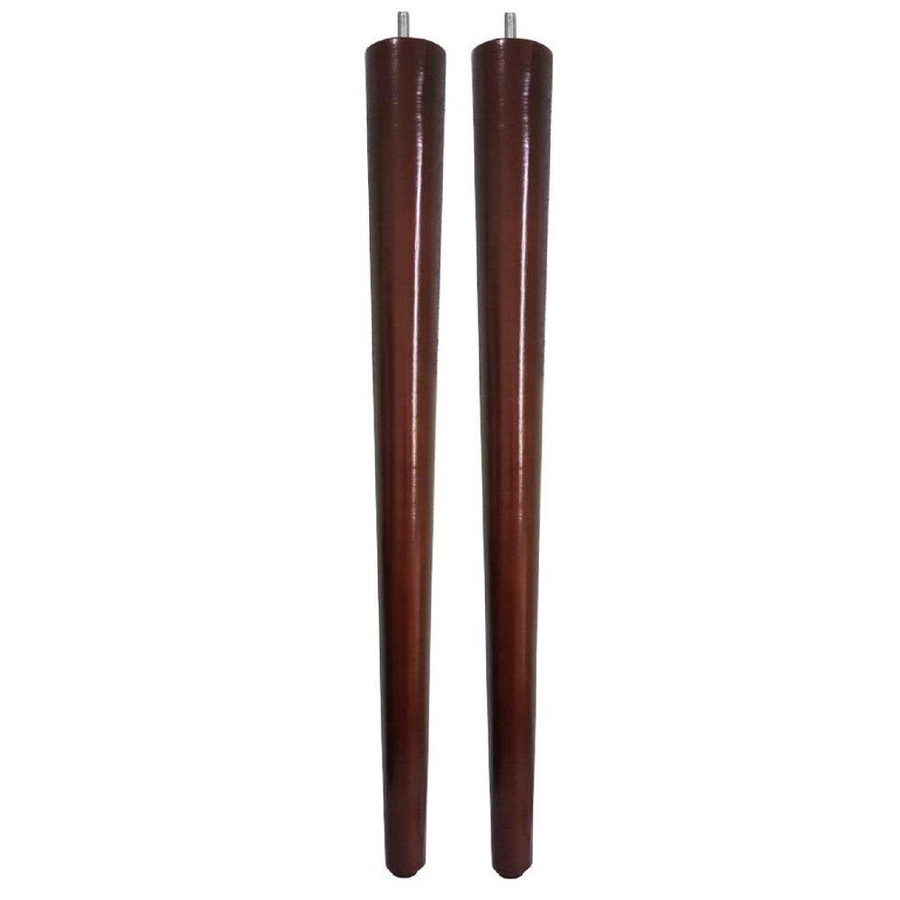 Kit 2 Pé Palito 60Cm Sofá Mesa Marrom Escuro